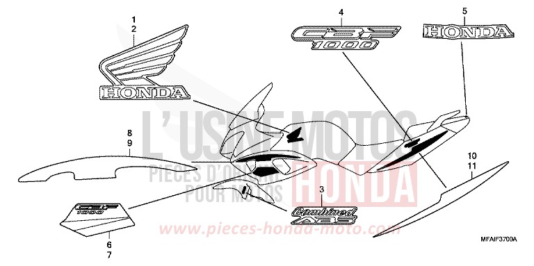 STRIPE/MARK for CBF1000 ABS QUASAR SILVER METALLIC (NHA48) from 2008